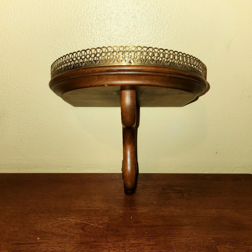 Vintage Wall Mounted Shelf With Brass Trim